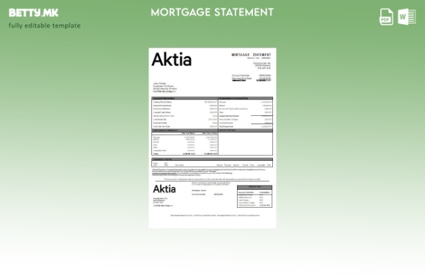 Модерен стил Шаблон за извод за хипотека на Финска Актиа банка